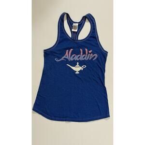 Disney Aladdin Women's Racerback Tank Top Size XS(1) Blue, Pink, Genie Bottle